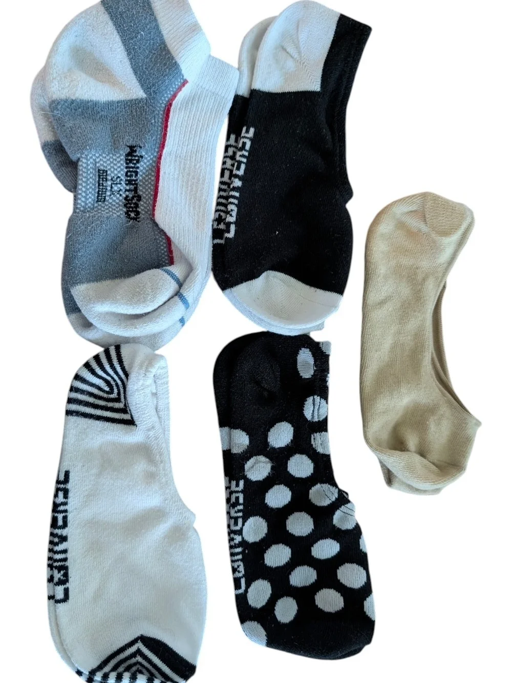 Assorted No-Show Sock 5 Pack - Black, White, Gray, Beige